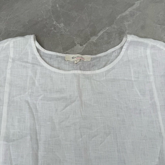 Women’s Two By Vince Camuto 100% Linen Short Sleeve Tie Up Top Small - Picture 2 of 16